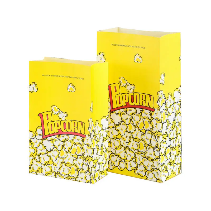 Öl feste Popcorn-Papiertüte Lebensmittel qualität beschichteter Papier beutel mit quadratischem Boden