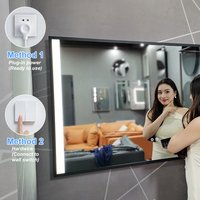 Miroir de salle de bain LED intelligent rectangulaire OEM moderne avec variateur tactile et anti-buée intégré, avec cadre