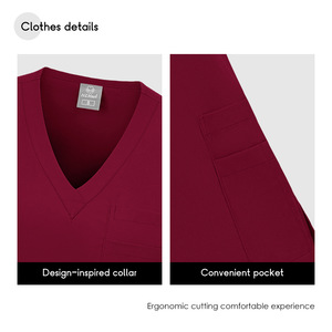 Men's V-Neck Scrub Set Solid Color Quick Dry Moisture Wicking Hospital Uniforms - Product Image 3