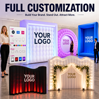 Photomaton gonflable LED personnalisé, mur photo gonflable publicitaire, affichage promotionnel pour événements en plein air, utilisation pour la promotion de la marque