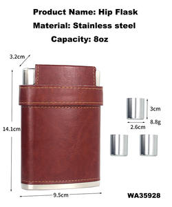 Whisky <span class=keywords><strong>Alcool</strong></span> Flacons De Hanche En Acier Inoxydable Flagon En Cuir Whisky Vin Buveur Tour Liqueur Drinkware Hip Flacon Avec Tasse Ensemble - Product Image 2