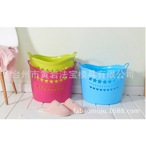 Plastic Laundry <b>Basket</b> 23.7Cm Diameter 26.7Cm Height Lightweight <b>Storage</b> For Clothes And Toys - Product Image 3