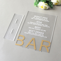 Cartes de menu en acrylique transparent givré de forme personnalisée support de menu de table nom de table de barre étiquette de prix