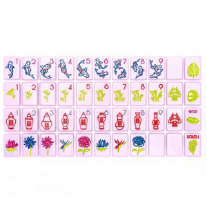 Jeu de tuiles de mahjong de luxe en acrylique, violet et rose, avec pieds pliants en métal, automatique, pour 4 joueurs, jeu pour enfants - Product Image 1