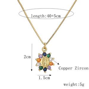 Collier pendentif en zircon plaqué or 18 carats, couleur <span class=keywords><strong>rose</strong></span> pavée, vierge <span class=keywords><strong>marie</strong></span>, <span class=keywords><strong>bijoux</strong></span> religieux - Product Image 5