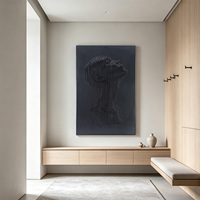 Décoration murale Art Déco moderne de luxe avec personnage sculpté en 3D, art mural abstrait noir de haute qualité, cadre suspendu en MDF, personnalisable