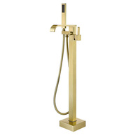 Vente en ligne : Ensemble de robinetterie de baignoire moderne en acier inoxydable, sur pied, noir mat poli, style pluie, avec cartouche céramique