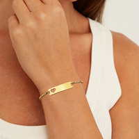 Bracelet en acier inoxydable plaqué or 18 carats avec barre nominative et cadeau personnalisé Bracelets ajustables en acier inoxydable plaqué or