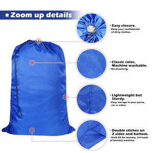 Wholesale Custom Color Printed Reusable Nylon Portable Travel Hotel Large Clothes Storage Drawstring Wash <b>Bag</b> Laundry <b>Bags</b> - Product Image 3