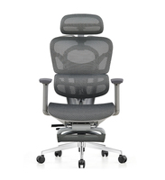 Chaise de bureau ergonomique en maille avec repose-pieds et appui-tête réglables, support lombaire pour atelier, jeux et travail