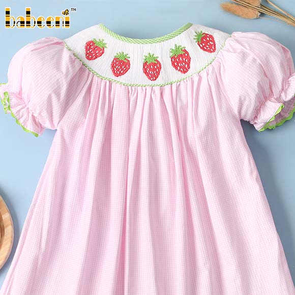 Lovely Strawberry Baby Pink Gingham Hand Smocked A-Line Dress for  Girls-100% Cotton Children's Dress OEM/ODM Wholesale BB2356| Alibaba.com