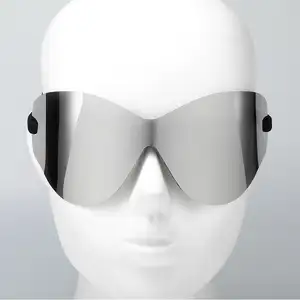 2023 özel y2k etrafında sarın güneş gözlüğü moda marka yzy shades boy tek parça gümüş fütüristik güneş gözlüğü