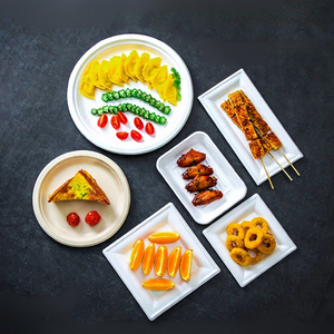 <span class=keywords><strong>Assiette</strong></span> jetable en pulpe de papier biodégradable, carrée, épaisse, imperméable et résistante à l'huile, pour pique-nique, barbecue, fêtes et restaurants - Product Image 1