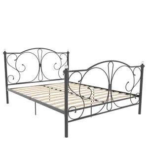 3ft 4 ft6ft 6ft heißer Verkauf langlebige moderne Schlafzimmer möbel Designs Metallrohr schwarz Eisen Metall bett mit Kristall kugel