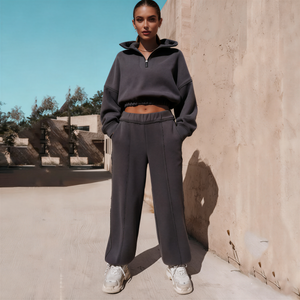 TKAN390 Fabricantes de sudaderas con capucha para mujer Impresión personalizada Casual Oversized Loose Thick Women's Streetwear Hoodie y Joggers Set - Product Image 1