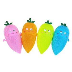 Jincan Cute <b>Luminous</b> Smiling Face Carrot Inflatable <b>Ball</b> Vent Toy Hairy Soft Rubber Elastic Flash for Age Range 5-7 Years - Product Image 1