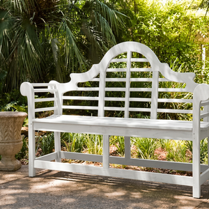 Banc de jardin en bois massif pour l'extérieur, banc de patio avec dossier arqué, mobilier de jardin - Product Image 1