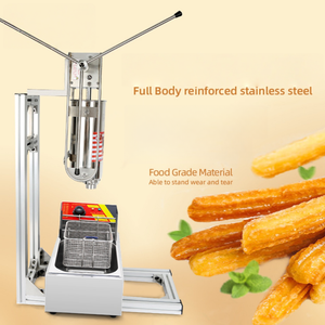 Máquina Comercial Eléctrica para Churros Españoles de Acero Inoxidable 304 de 5L con Freidora y Rellenador Manual de 3 Boquillas para Panadería y Snacks - Product Image 1