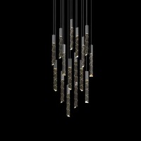 Lustre linéaire moderne et minimaliste en cristal pour hall de villa, escalier, décoration intérieure, plafond haut