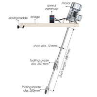 Malaxeur électrique 3/4HP 0,55kw pour fût métallique de 200L, vitesse réglable jusqu'à 960 tr/min, malaxeur pour fût