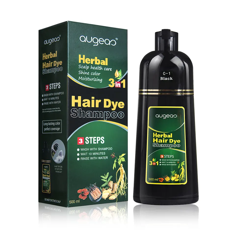 China factory instant black hair custom logo wholesale private label home use herbal natural dye hair shampoo black