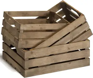批发定制标志实木套装3个大型乡村木质嵌套木箱