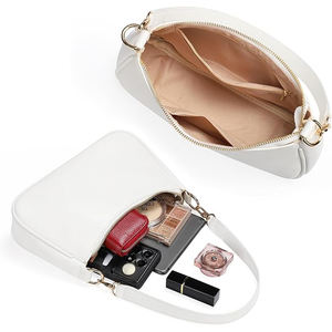 <span class=keywords><strong>Sac</strong></span> à <span class=keywords><strong>bandoulière</strong></span> fourre-tout pour femme, mini <span class=keywords><strong>sac</strong></span> hobo rétro en cuir végétalien avec chaînes, fermeture éclair tendance, polyester uni - Product Image 4