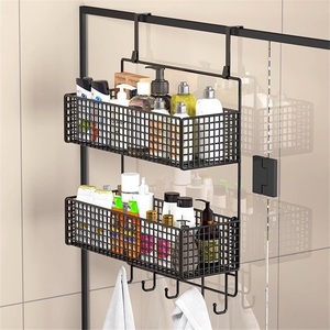Modern Double Tier Stainless Steel Wall Mounted Shower Room <b>Racks</b> Punch-Free Bathroom Towel Storage <b>Racks</b> with Glass Doors - Product Image 5