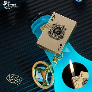Декоративный мини-покер газовый сигарный металлический брелок с картами зажигалка Металл