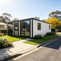 Villa préfabriquée moderne de 20 pieds à toit plat, modèle extensible en acier, conteneur pliable, 2 chambres avec mur-rideau en verre