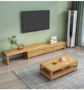 Ensemble meuble TV et table basse en <span class=keywords><strong>bois</strong></span> massif, style nordique moderne, <span class=keywords><strong>pour</strong></span> salon - Product Image 4