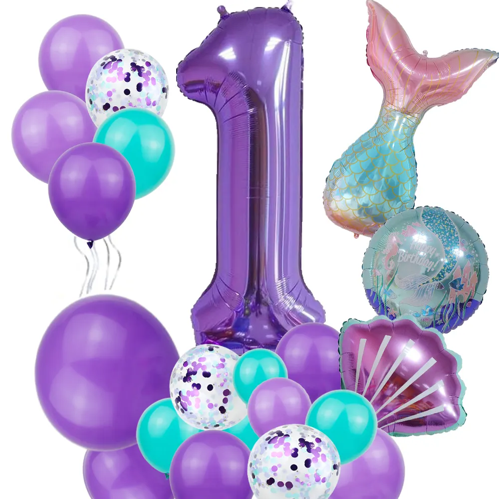 Воздушный шар с хвостом русалки, украшения для тематической вечеринки, шары с цифрами для дня рождения, детский мультяшный воздушный шар для дня рождения