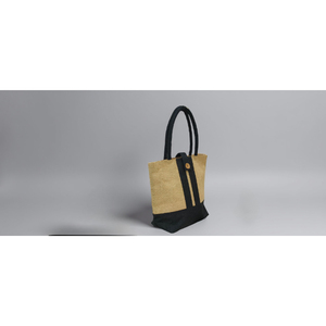 Sac cabas en jute avec poignée rembourrée tressée, prix abordable, produit de haute qualité, fabriqué en Inde, noir et naturel - Product Image 3