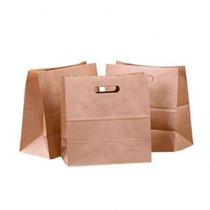 Eco Friendly Custom Offset Printing Vest Handle Recyclable Kraft Paper <b>Bag</b> with Hole - Product Image 1