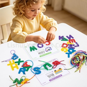 Fournitures scolaires, Trousse de couture de voyage, Jeu d'<span class=keywords><strong>orthographe</strong></span> pour enfants, 26 pièces, Cartes de lettres à lacer, Jouet de mise en séquence et d'enfilage - Product Image 2