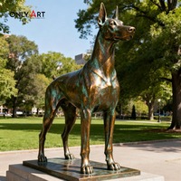 Уличная ручная Литая Бронзовая Скульптура Dobermann Pinscher металлические статуи собаки для продажи садовой бронзовой статуи Doberman для продажи