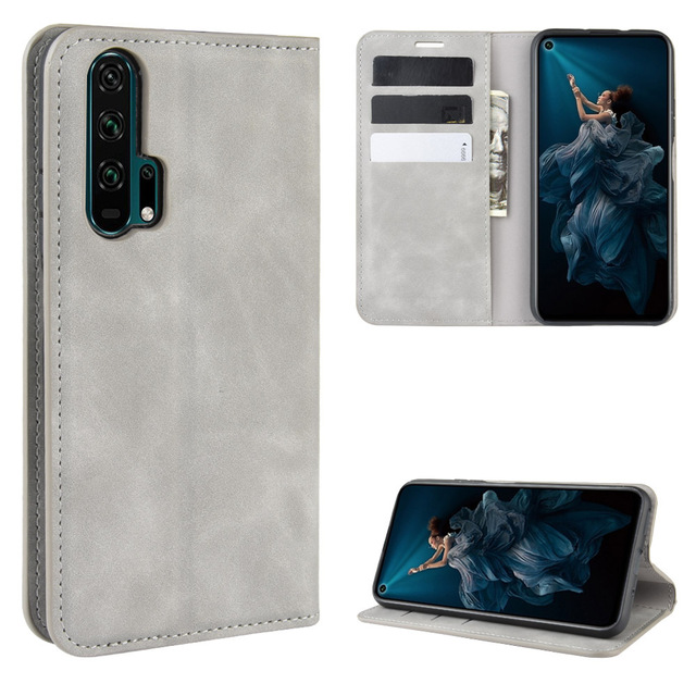 For Huawei Nova 5T Soft Skin Feeling Leather Card Slot Stand Holder Magnetic Closure Phone Cover for Huawei Honor 20