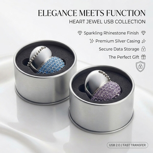 High Quality 2.0 <strong>Interface</strong> Necklace Heart Shape Metal Custom Diamond USB Flash Drive 16GB 32GB 64GB Storage for Gift - Product Image 6