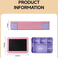 Boîte à lunch pour enfants en PP sans BPA, étanche, avec surface de dessin et d'écriture, boîte à bento avec pot à nourriture, fourchette et cuillère, logo personnalisé