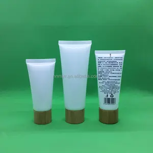 Isolating cream lotion bottle extrusion type cosmetic hose hand cream plastic subpackage bottle bamboo wood cover silk screen