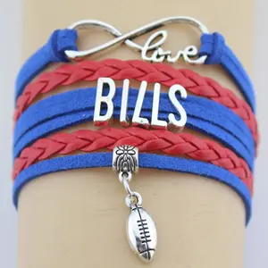 Buffalo Bills Football Leder armband, Infinity Armband NFL Armband