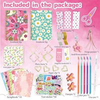 Kit de journal DIY en bambou, ensemble de scrapbooking, ensemble de papeterie pour enfants, pour les anniversaires des filles