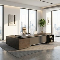 Bureau de direction en L moderne, table de direction importée, surface résistante à l'usure, MDF E1, mobilier de bureau pour PDG