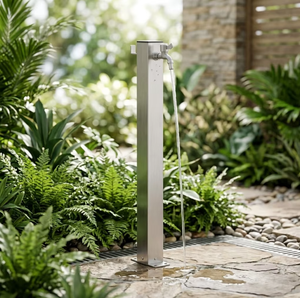 <span class=keywords><strong>Colonne</strong></span> de douche extérieure moderne Hydrorelax carrée en acier inoxydable finition chromée pour <span class=keywords><strong>jardin</strong></span>, piscine, cour arrière, <span class=keywords><strong>robinet</strong></span> de bain - Product Image 3