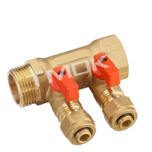 用于泵管管件的地板加热歧管 2/3/4 路流量计 3/4 “* 1” 黄铜阀杆 pex 锻造 OEM