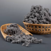 Rembourrage personnalisé en fibres de graphène gris uni, résistant à la chaleur, recyclable, ignifuge, antistatique et anti-boulochage, en polyester en fibres courtes
