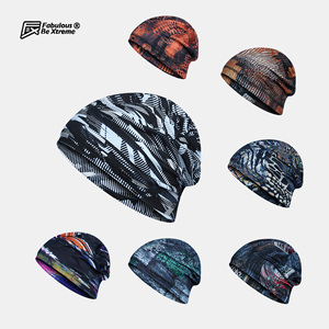 Bonnet de cyclisme imprimé artistique, séchage rapide, respirant, doublure de casque, anti-transpiration, tendance, pour hommes, style beanie empilable - Product Image 1
