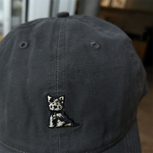 Cappellino da baseball in pile unisex regolabile, in cotone tinta unita, con motivo cane seduto stampato digitalmente ad alta definizione, modello Four - Product Image 4