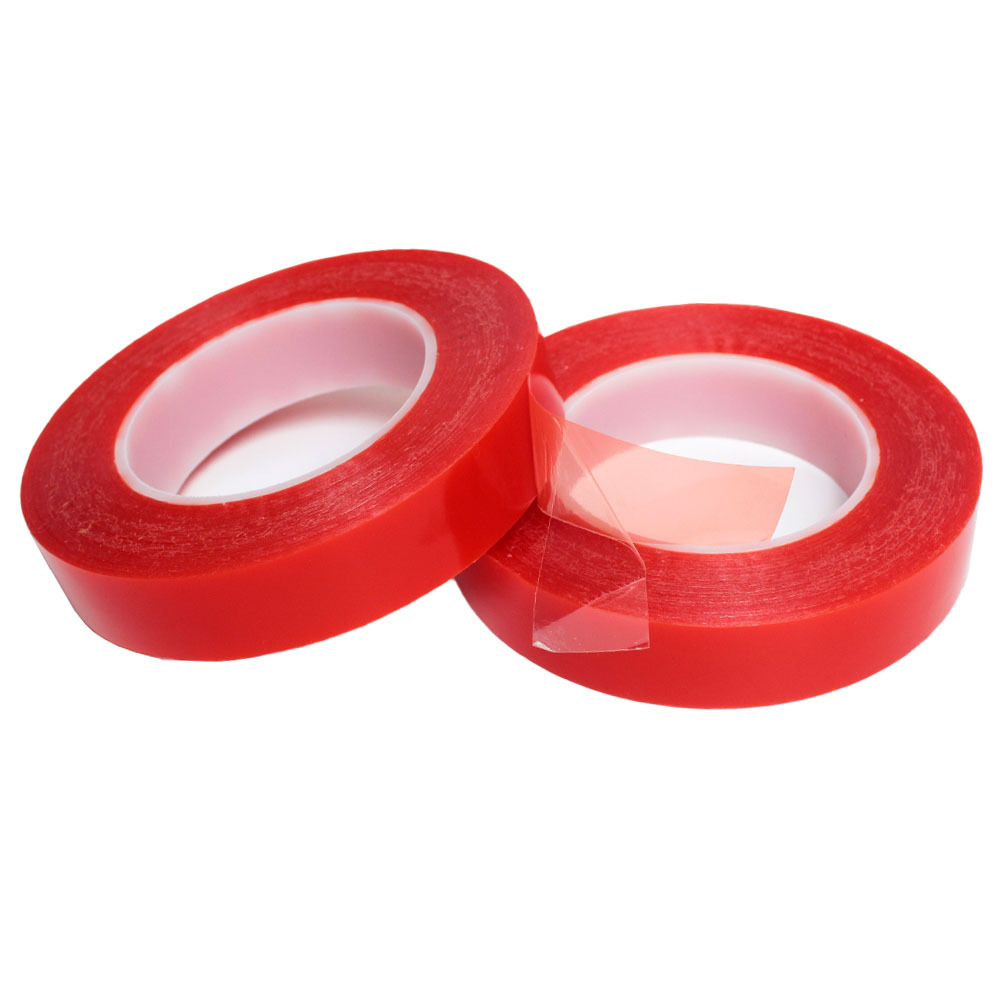 Red Release Liner Durable Heat Resistant Double Sided Self-Adhesive Tape Clear Polyester PET Film Double Sided Tape for Glass