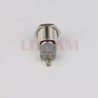 Interruptor de Botón Pulsador de Acero Inoxidable de 22mm 25mm con Cabeza Plana, Impermeable, Antipolvo, Momentáneo, 5A 250V 1NO+1NC y Anillo LED